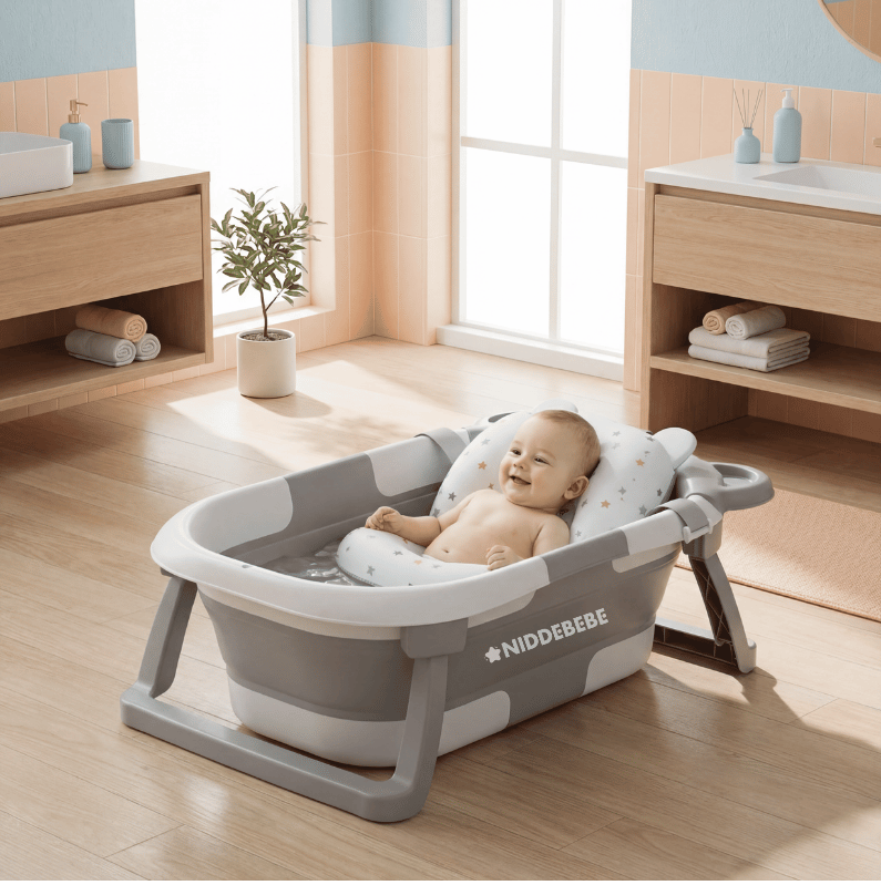 Baignoire pliable pour bébé avec thermomètre